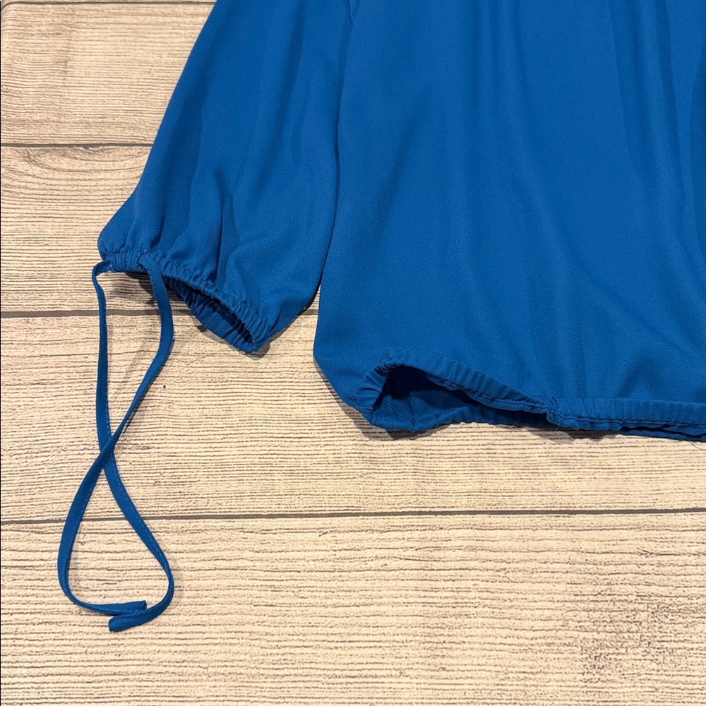 Women’s Michael by Michael Off the Shoulder Ruffled Top size L royal blue - Picture 9 of 11